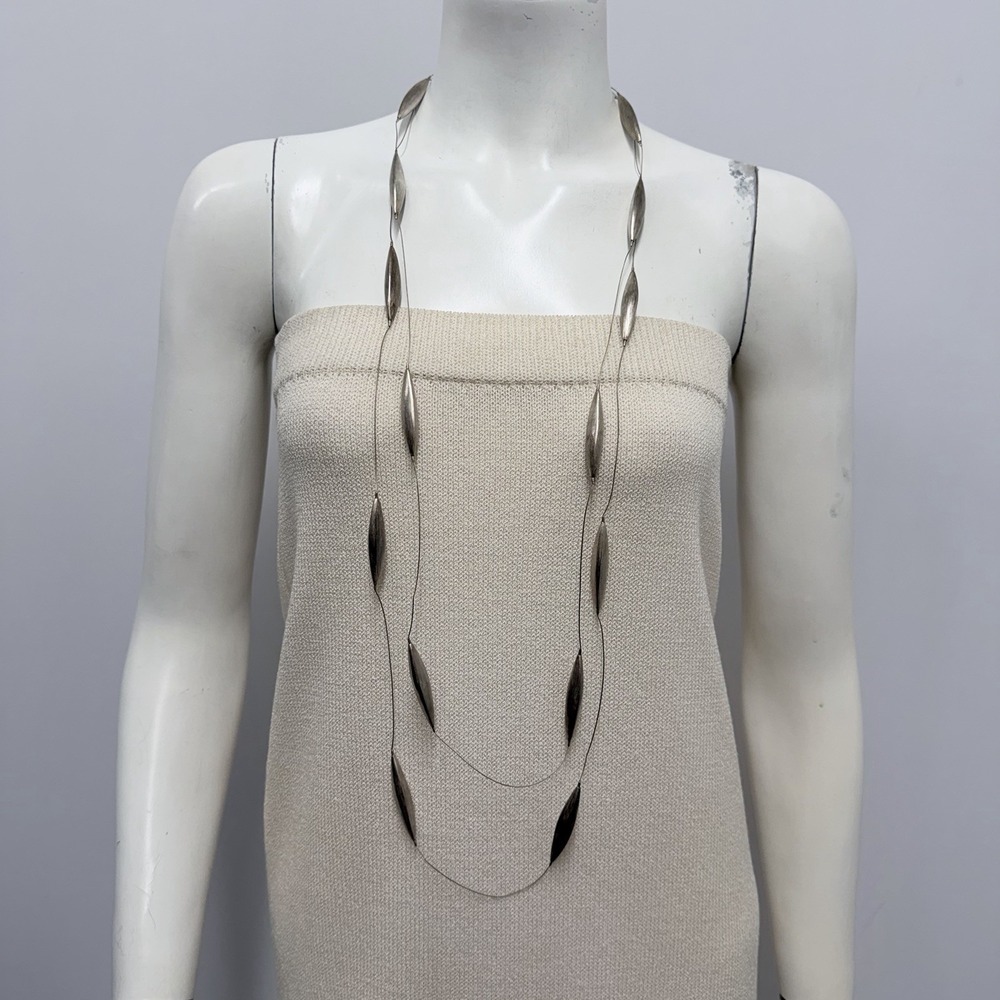 Sterling Silver VERY LONG Pod Necklace 16 Long Pods 70 Grams Approx. 88" Long